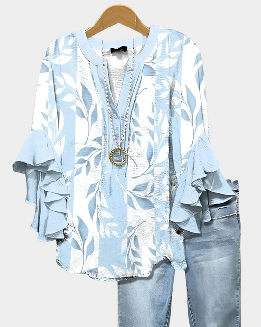 ELISABET™ | Vardaglig blus med bladmotiv