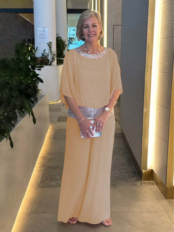 Elegant tvådelad set med färgblock och paljetter