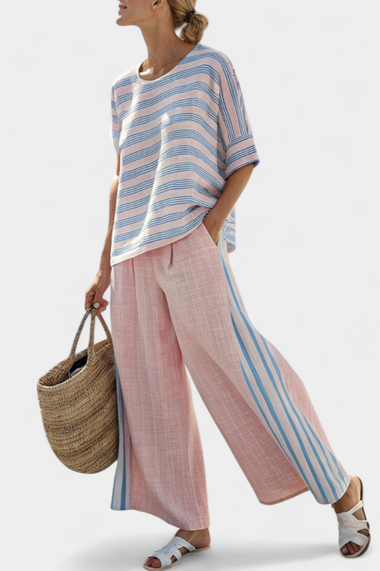 Capucine | Medelhavskollektion i Ljust Rosa med Himmelstripes