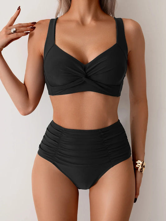 Nicoletta | Bandeau-bikini med rynkat tyg