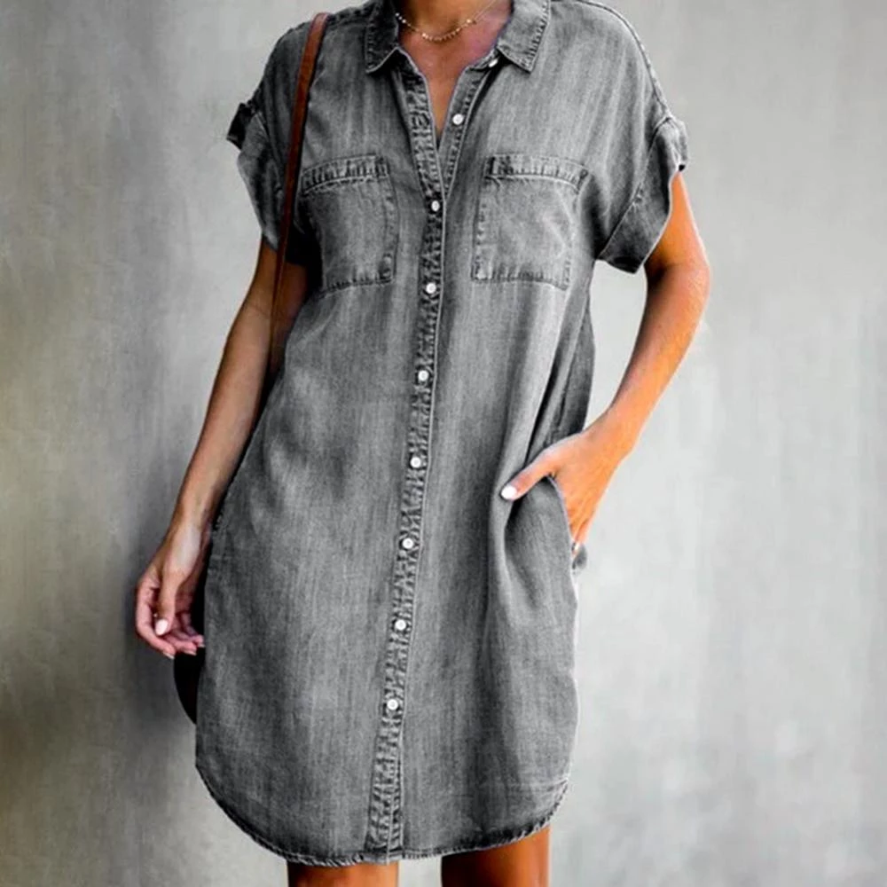 Souv | Modern denim chemise-kjol