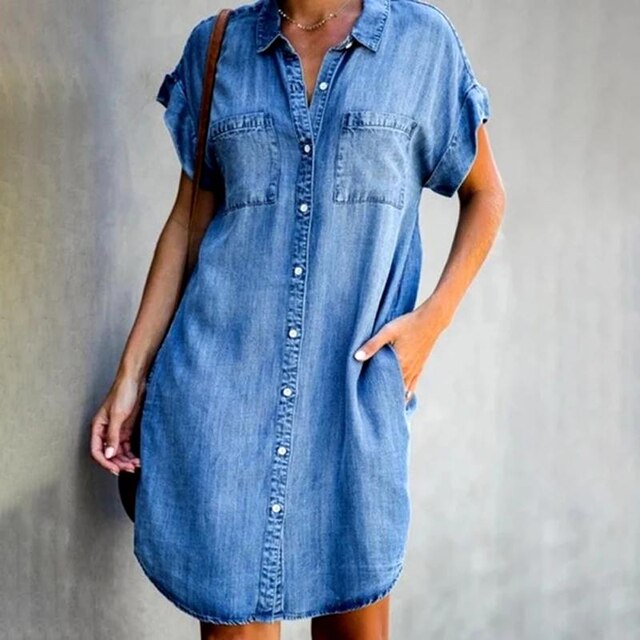 Souv | Modern denim chemise-kjol