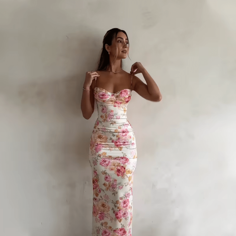 Beau | Sommarmaxiklänning med blommönster